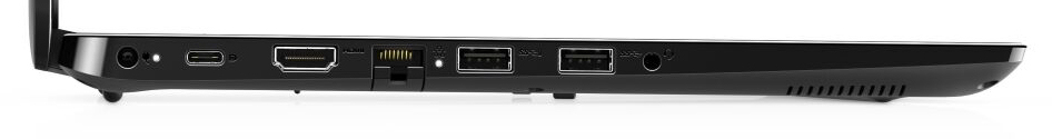 Phía bên tay trái: Cổng cấp nguồn, USB 3.2 Gen1 Type-C, HDMI, Gigabit Ethernet, 2x USB 3.2 Gen 1 Type-A, giắc cắm tai nghe và micrô 3,5 mm